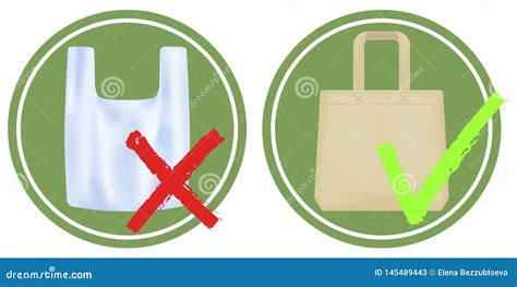 Plastic Bags Ban Use Only Textile Bag Signage Calling For Stop Using