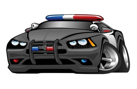 Police Muscle Car Cartoon Illustration Aggressive Looking Police