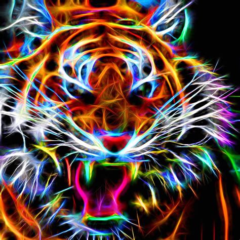Neon Tiger Digital Art By Andreas Thust Pixels