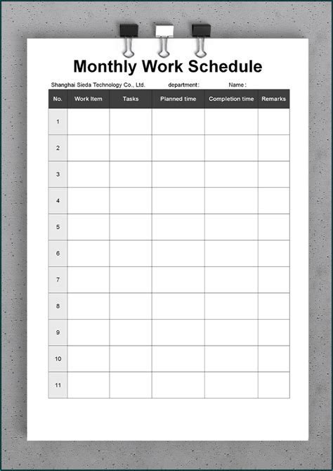 Free Printable Monthly Work Schedule Template Bogiolo Printable Schedule