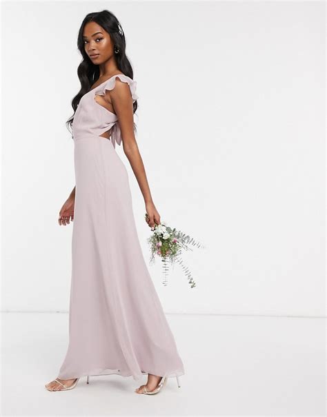 Maids To Measure Bridesmaidbutton Front Maxi Dress In Chiffon With Tie