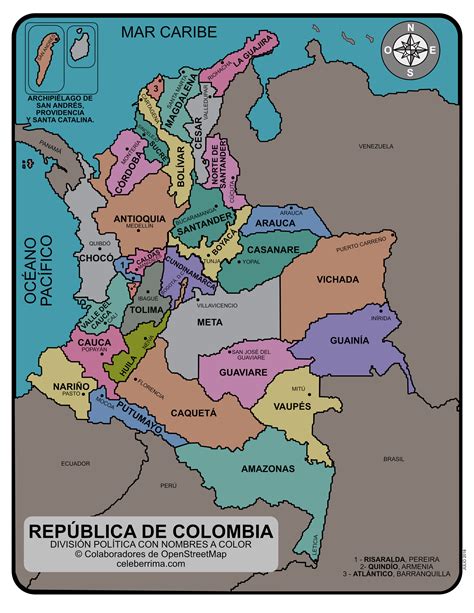 Mapa De Departamentos Y Capitales De Colombia Para Colorear Mapa De