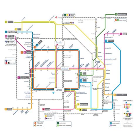 Map Of Brussels Metro Metro Lines And Metro Stations Of Brussels