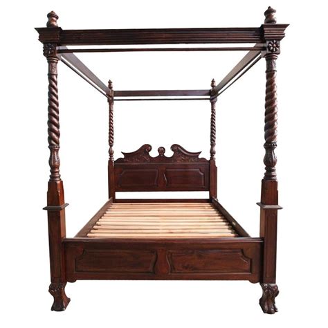 Solid Mahogany Wood Chippendale 4 Poster Bed Queen King Size