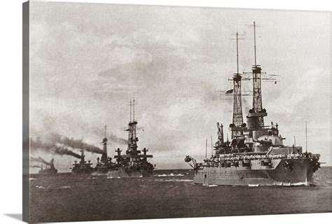 Fleet Of Us Navy Dreadnought Battleships During World War I 1917 Wall Art Canvas Prints