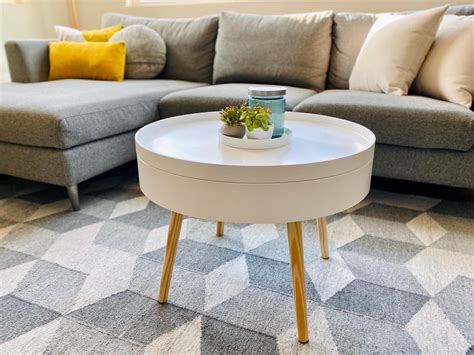 The Simple Project Zoe Mid Century Wood With Storage Round Coffee Table