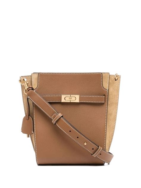 Tory Burch Lee Radziwill Pebbled Bucket Bag In Braun Modesens