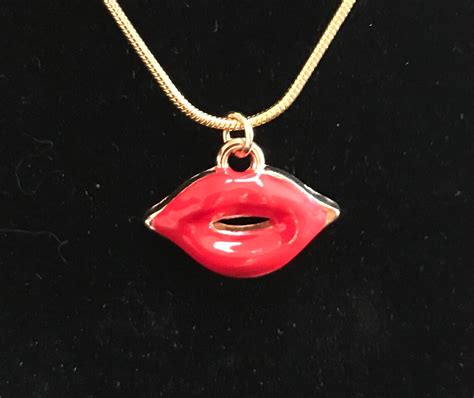 Lips Necklace Pink Necklace Red Necklace Necklace Etsy