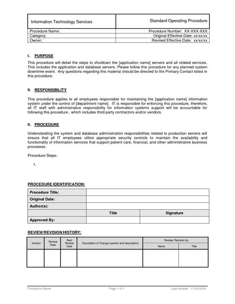 This sop template contains sample categories and information as examples to illustrate how you can build your own sop template based on your business needs. Standard Operating Process Format | Standard operating ...