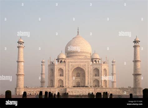 Agra Uttar Pradesh India Taj Mahal In The Pink Light Of The Dawn