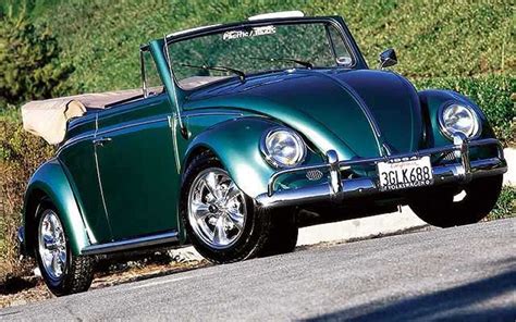 1964 Volkswagen Beetle Green Convertible Passenger Side Front View Vw