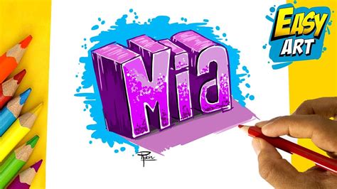 Como Dibujar El Nombre Mia 3d│how To Draw A 3d Name│mia │easy Art Youtube