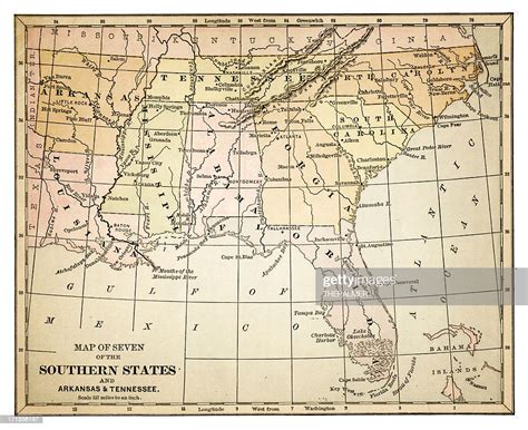 Map Southern States Of Usa 1877 High Res Vector Graphic Getty Images