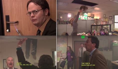 And Literally Every Part From Dwight S Fire Drill Office Jokes Office Fire Drill The Office