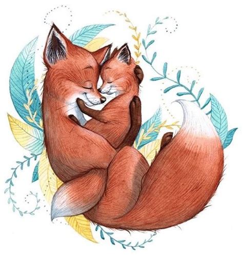 Скрапбукинг рукоделие Иллюстрации лисы Милые рисунки Рисунки животных