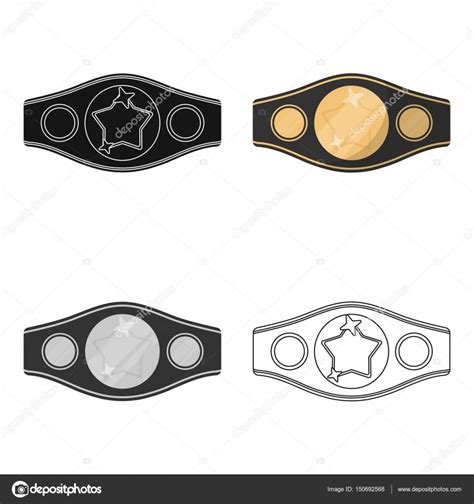 Boxing Championship Belt Icon In Combo Style Isolated On White