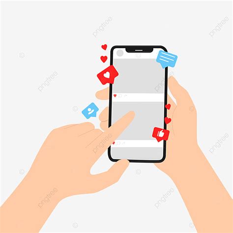 рука держит телефон с социальными сетями как PNG медиа кнопки прозрачность элемент PNG