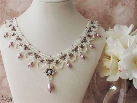 Beaded Necklace Patterns Pearl Necklace Designs Lace Necklace Bridal