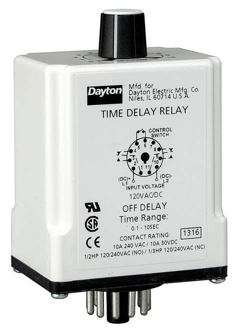 Dayton Single Function Time Delay Relay 11 Pins Relay Potentiometer