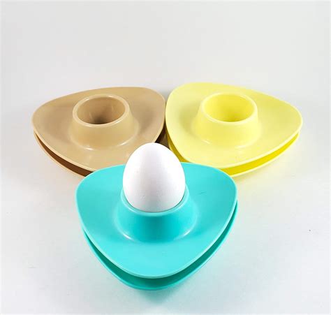 Mid Century Plastic Egg Cups Set Of Three Pastel Colors Plastic Egg