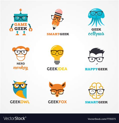 Geek Nerd Smart Hipster Icons And Symbols Vector Image