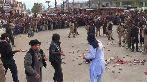 Isis Horrifying Photos Show Man And Woman Being Stoned To Death For
