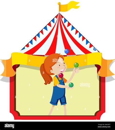 happy girl juggling balls with circus background illustration stock vector image and art alamy