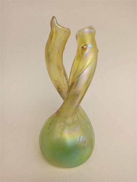 Bohemian Hand Blown Art Nouveau Iridescent Loetz Style Glass Etsy