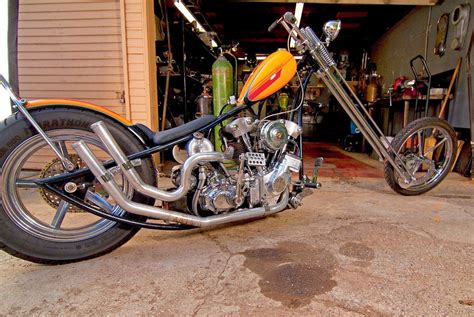 Theres no doubt when seeing this awesome side profile that mr. Stretch knucklehead chopper with a Sugar Bear front end ...