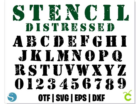 Stencil Distressed Font Svg Stencil Font Otf Stencil Letters Etsy