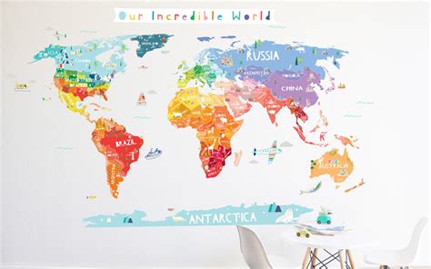 Our Incredible World Die Cut World Map Wall Decal With Personalization