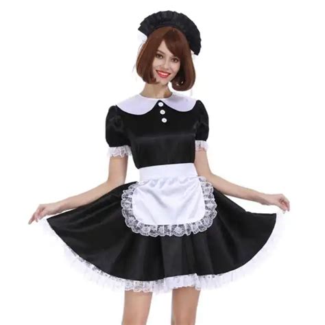 Sissy Girl Maid Frilly Lockable Long Dress Crossdress Cosplay Costume