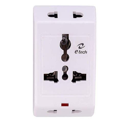 E Tech 3 Pin 6a Universal Socket Multi Plug Travel Plug Adapter With