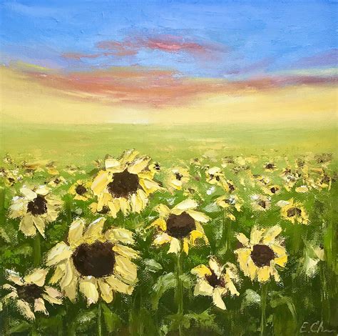 Sunflower Oil Painting Yellow Flowers Original Artwork Etsy