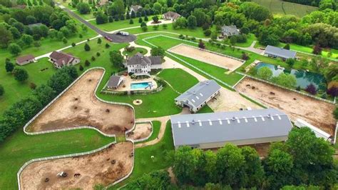 Equestrian Ranch Mansion With Horse Barnspenspool Aerial Flyover