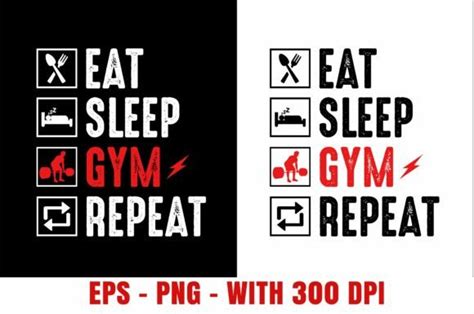 eat sleep gym repeat gym fitness tshirt graphic by shipna2005 · creative fabrica