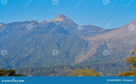 Nevado De Colima And Colima Volcano Together In A Clear Sky Stock Image
