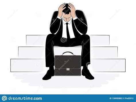 Stressed Businessman Covering His Head With Hands Stock Vector