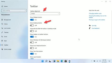 Windows 11 Taskbar Settings