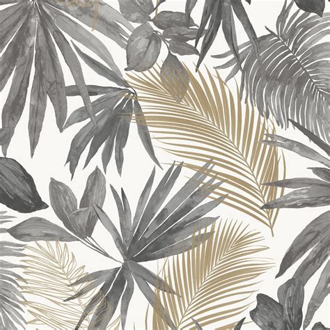 Wild Palms Charcoal And Gold Wallpaper Diy Wallpaper Bandm
