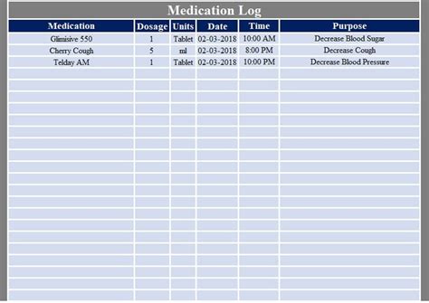Medication List Template Excel ~ Excel Templates