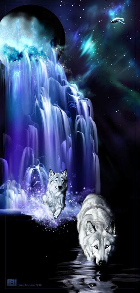 The Wolves In The Waterfall By Novawuff On Deviantart Wolf Pictures