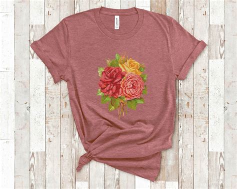 Camisa Vintage Rose Camisa Rose Bouquet Camiseta Rosa Etsy España