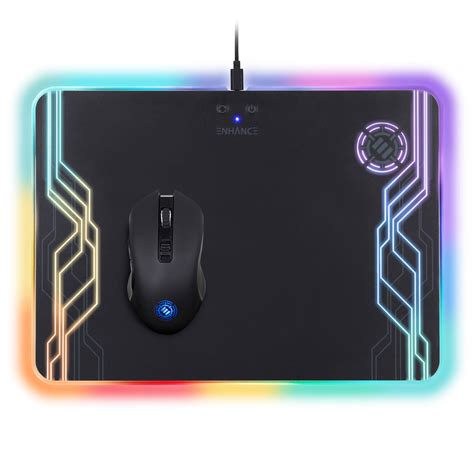 Enhance Powerup Wireless Charging Led Mouse Pad Gaming Mouse Bundle