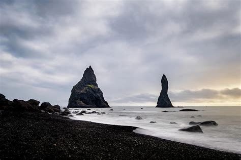 Reynisfjara Black Sand Beach And Reynisdrangar In Iceland Photograph By