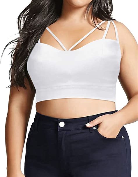Hde Womens Plus Size Spaghetti Strap Cami Bralette Bustier Crop Top At