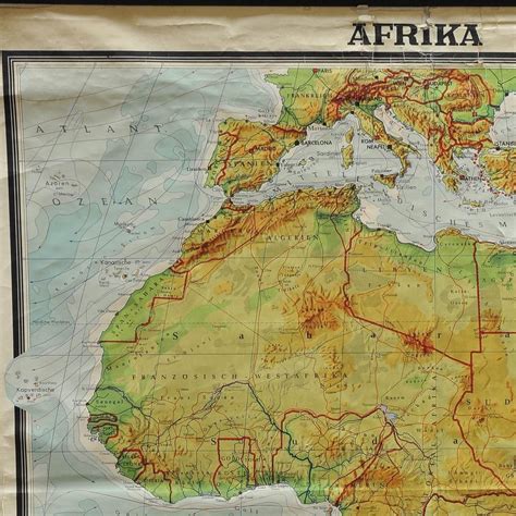 Old Africa Continent Print Poster School Map Pull Down Wall Chart For