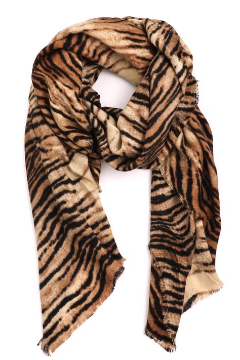 Brown Tiger Print Scarf Scarves