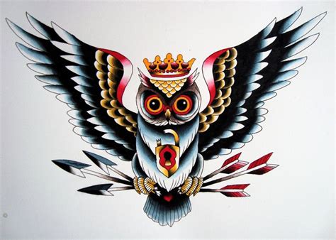 Old School Traditional Owl Tattoo Flash Bali Tattoo Populars