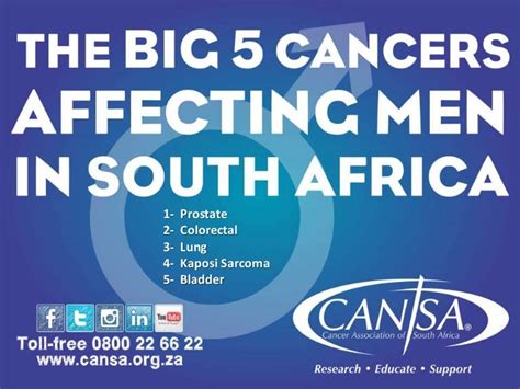 cansa the big 5 cancers affecting men in south africa 2017